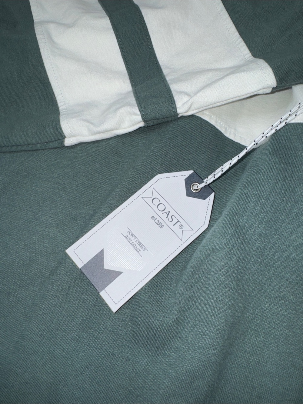 Coast Upton Rugby Shirt in Silverpine Green and Bone White - Picture 6 of 8